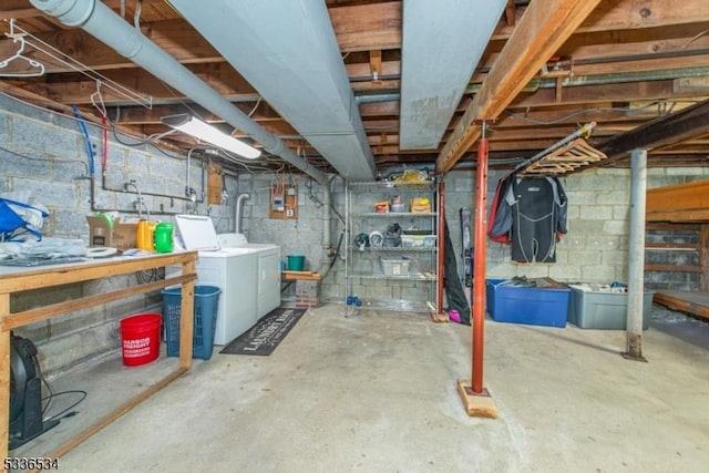 basement with independent washer and dryer