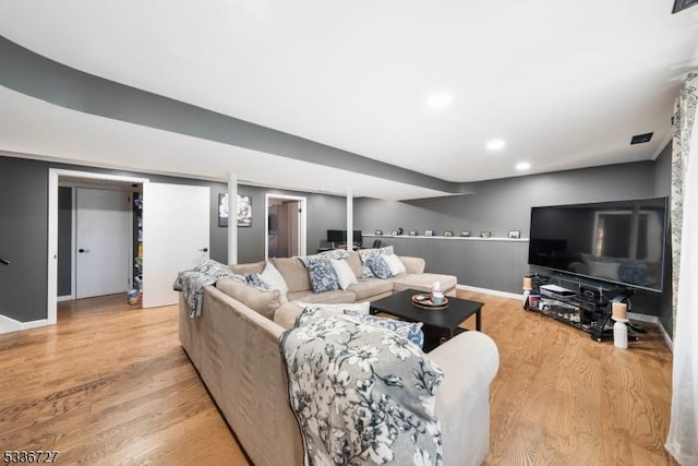 living room featuring light hardwood / wood-style floors