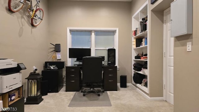 view of carpeted home office