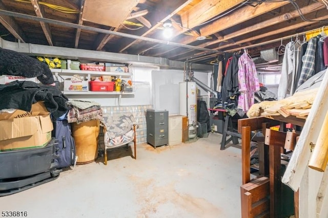 basement with water heater