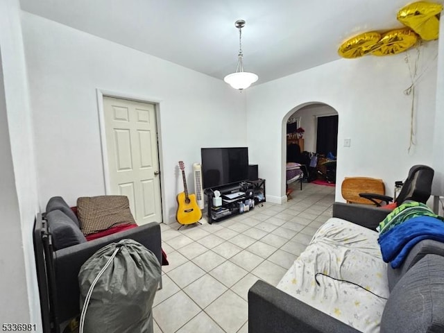 living room featuring light tile patterned floors