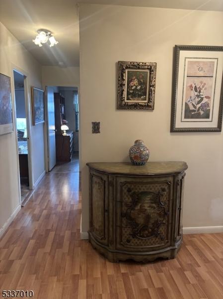 corridor with hardwood / wood-style floors