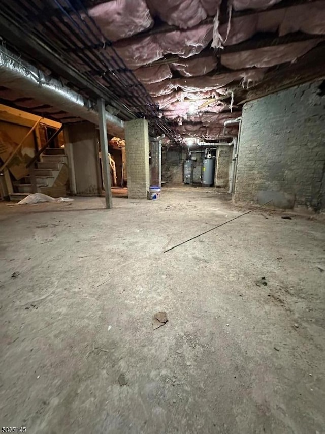 basement featuring water heater