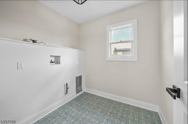 laundry room featuring hookup for a washing machine and carpet floors