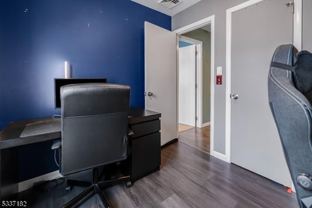 office area featuring hardwood / wood-style flooring