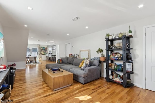 living room featuring light hardwood / wood-style flooring