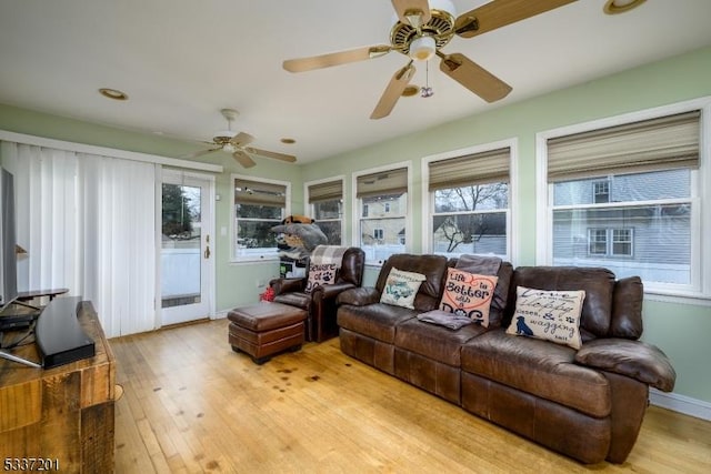 living room with light wood-type flooring