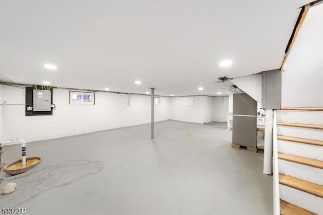 basement with electric panel