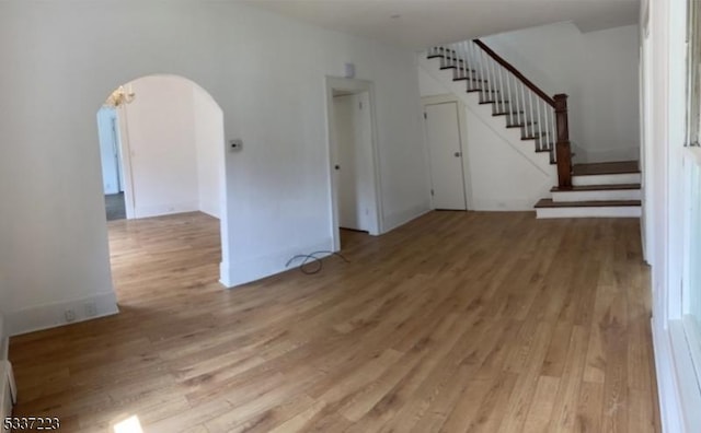 unfurnished living room with light hardwood / wood-style floors