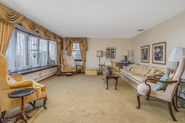 living room with carpet flooring