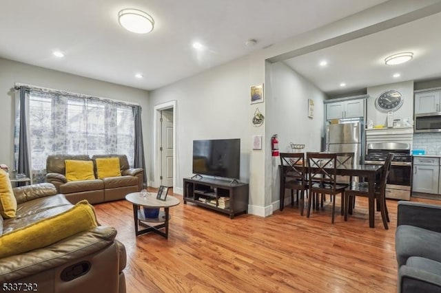 living room featuring light hardwood / wood-style flooring