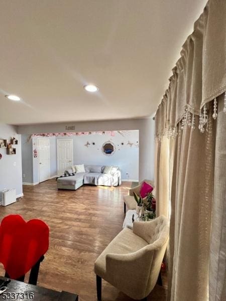 living area featuring hardwood / wood-style floors