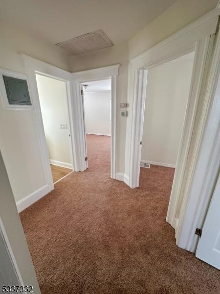 hallway featuring carpet