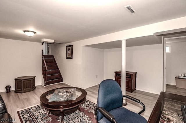 interior space with hardwood / wood-style floors