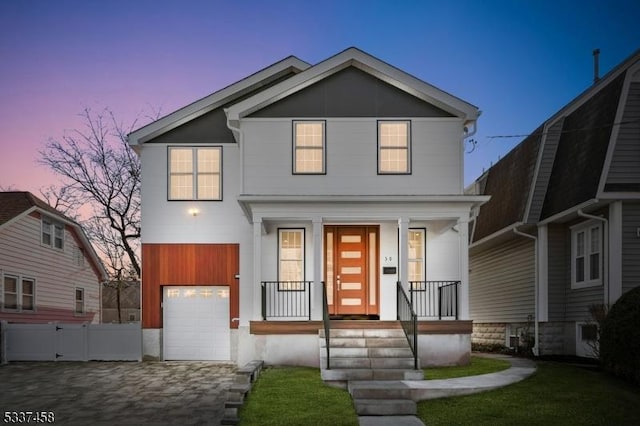 view of property featuring a garage