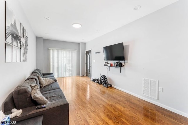 living room with wood-type flooring