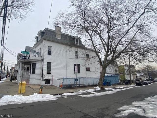 view of snow covered exterior