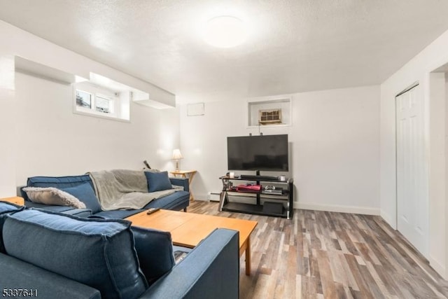 living room with hardwood / wood-style flooring