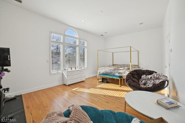 bedroom with wood-type flooring