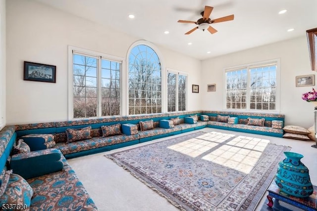 living room with carpet