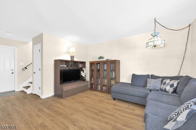 living room with hardwood / wood-style flooring