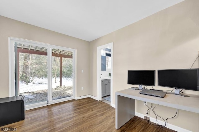 office featuring dark hardwood / wood-style flooring