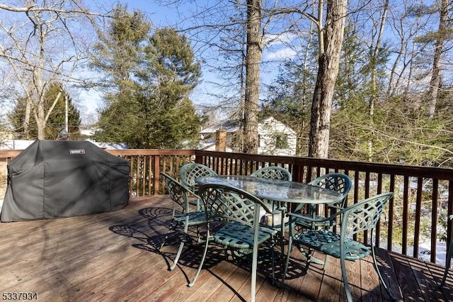 wooden terrace with grilling area