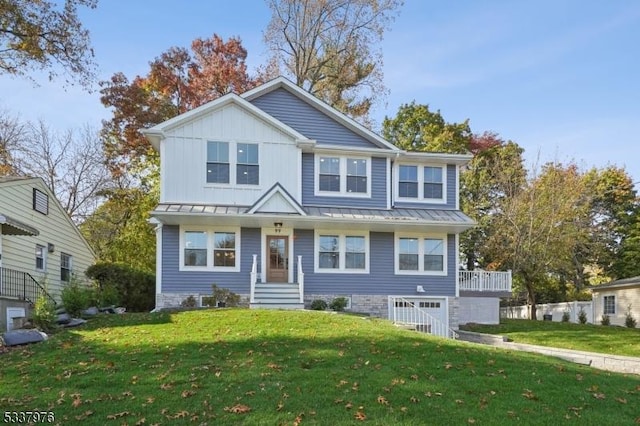 view of front of home with a front yard