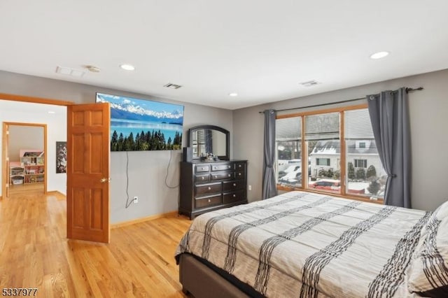 bedroom featuring light hardwood / wood-style flooring