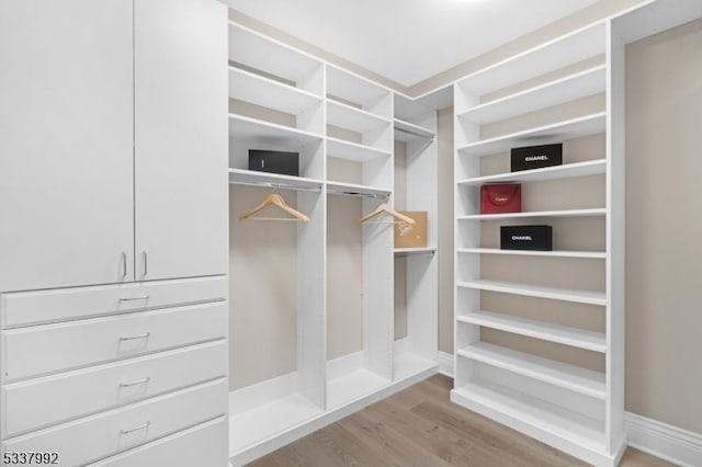 spacious closet with light wood-style flooring