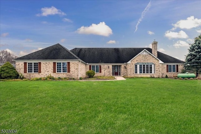 94 Brookville Hollow Rd, Delaware Twp, NJ 08559 - ranch-style home featuring brick siding, a chimney, and a front yard