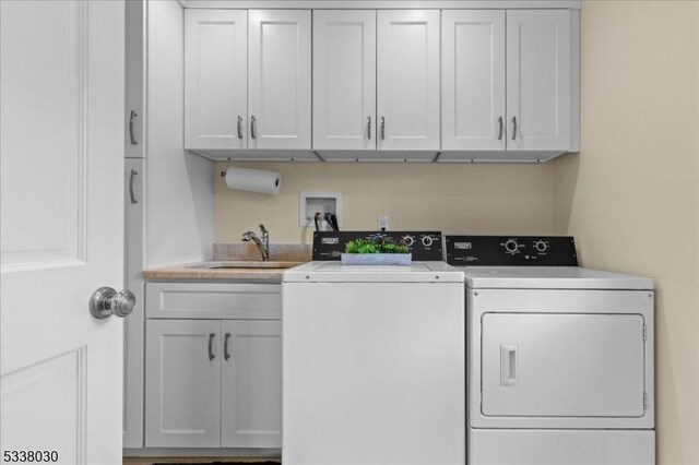 94 Brookville Hollow Rd, Delaware Twp, NJ 08559 - clothes washing area featuring a sink, cabinet space, and independent washer and dryer