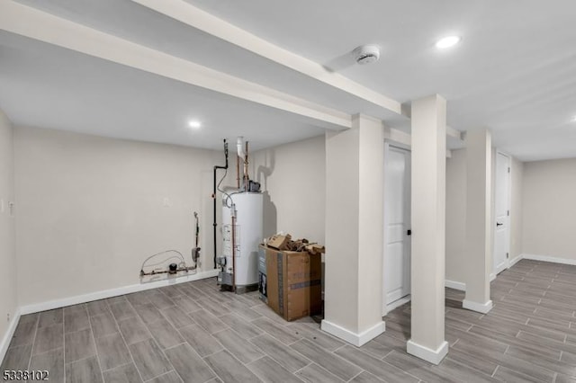 basement featuring water heater