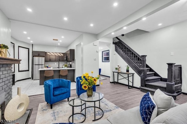 living room featuring light hardwood / wood-style floors