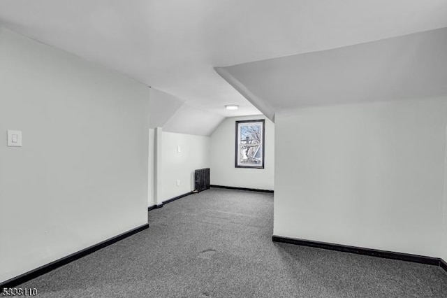 additional living space featuring carpet floors and vaulted ceiling