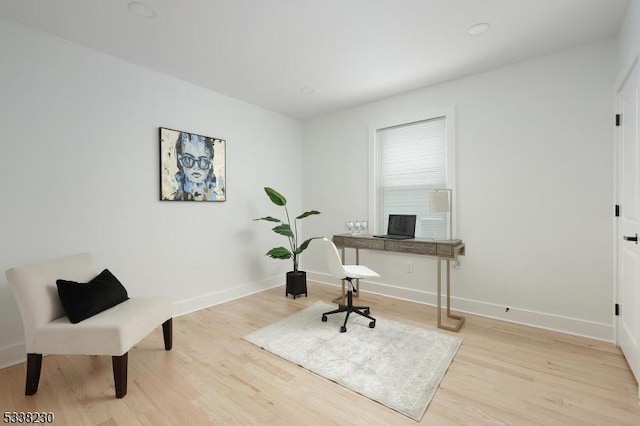 home office featuring light wood-type flooring