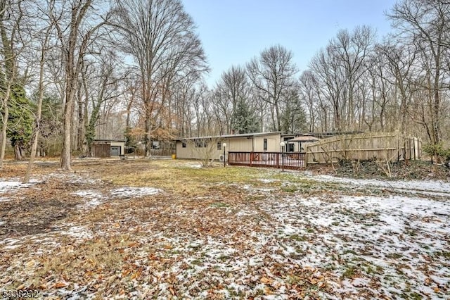 view of yard featuring a deck