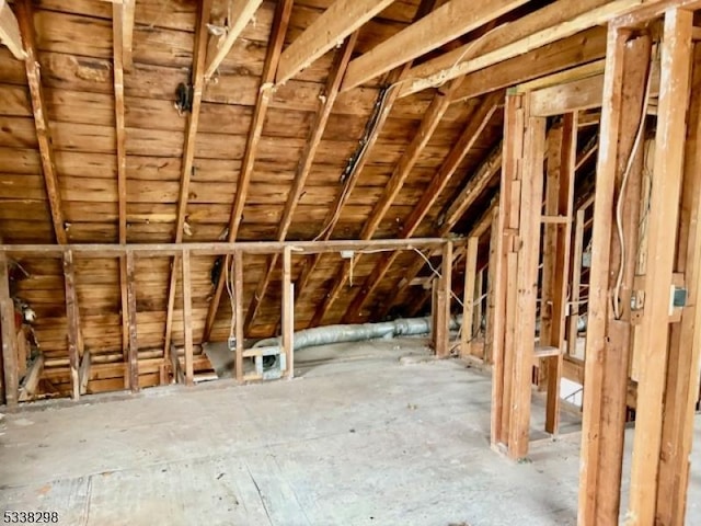 view of unfinished attic