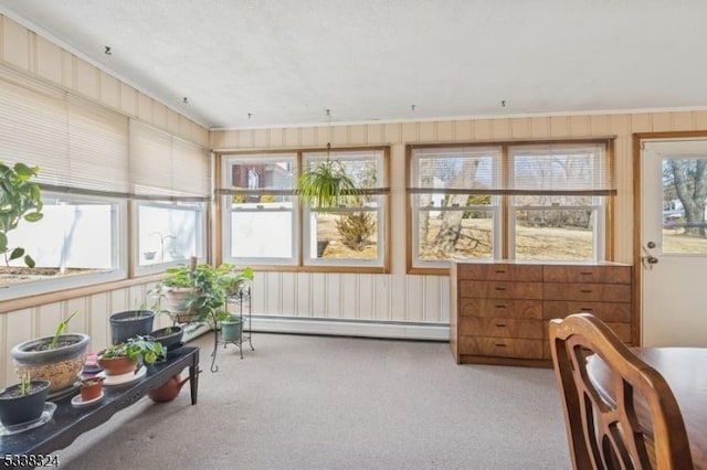 sunroom / solarium featuring baseboard heating