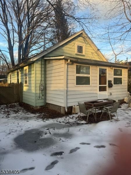 view of snow covered property