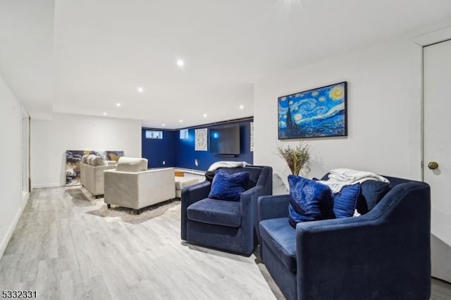 living room featuring light hardwood / wood-style flooring