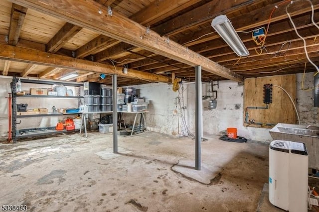 view of unfinished basement