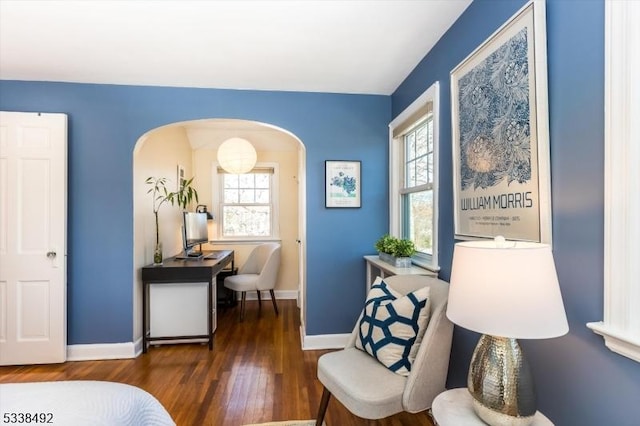 interior space with dark hardwood / wood-style flooring