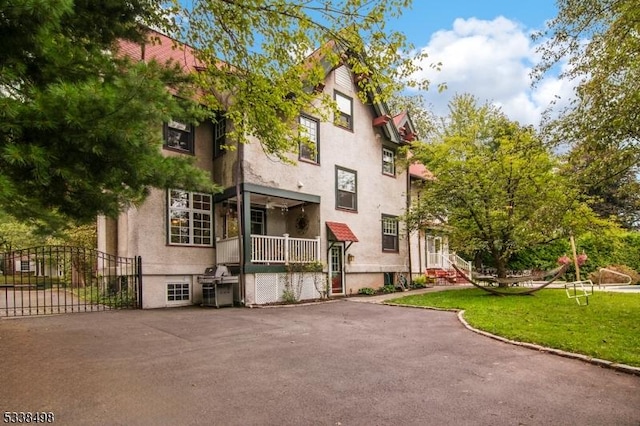 exterior space with a front lawn