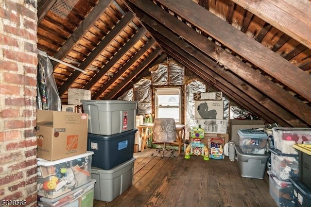 view of unfinished attic