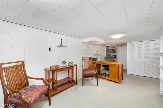 office area with light colored carpet