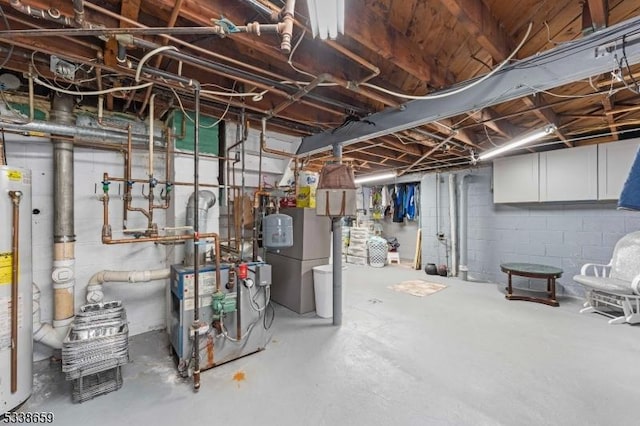 basement with gas water heater