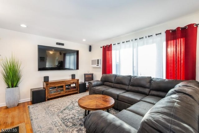 living room featuring light hardwood / wood-style floors