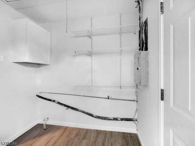 walk in closet with hardwood / wood-style flooring