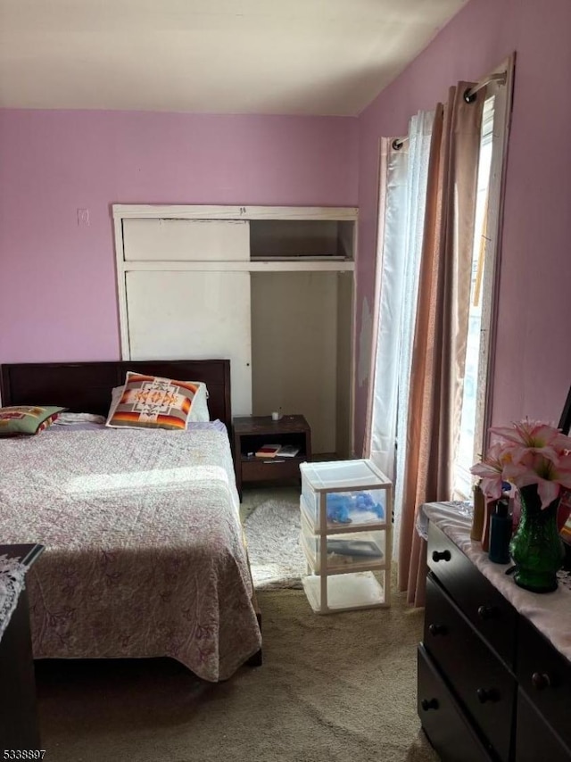 carpeted bedroom featuring multiple windows